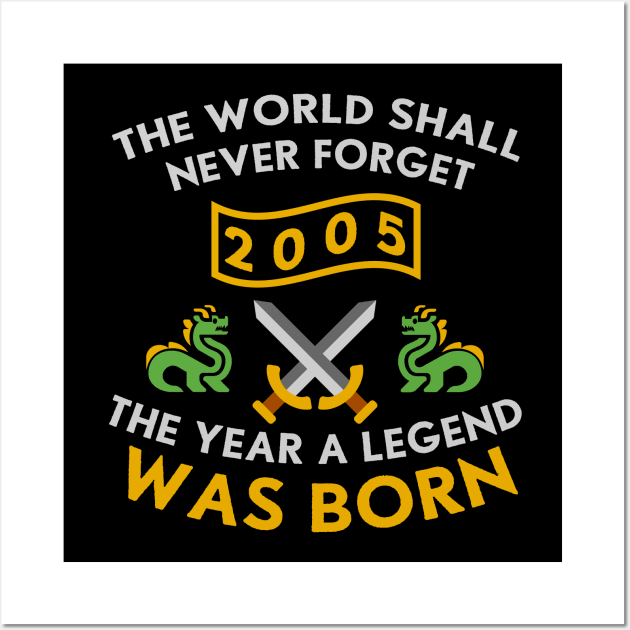 2005 The Year A Legend Was Born Dragons and Swords Design (Light) Wall Art by Graograman